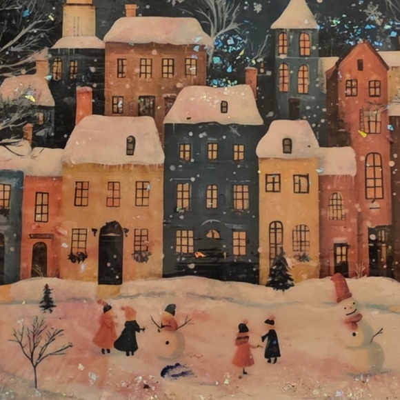 Winter Village Scene Wood Trivet - Picture 4 of 4